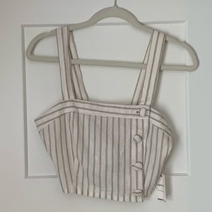 Tan Pin Stripe Crop Top